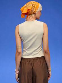 COUREZ Trägertop mit Ausschnitt vorne / Sommer Outfits für Frauen Y2K Sommer Tops Sommer Kleidung Lässig Baumwolle Vintage - Grau - Übersicht 3