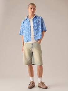 Manfinity VCAY Men's Woven Casual Loose Fit Short Sleeve Blue Shirt, Daily & Young Style - Baby Blue - View 2