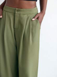 Maija Solid Wide Leg Suit Pants - Army Green - View 5