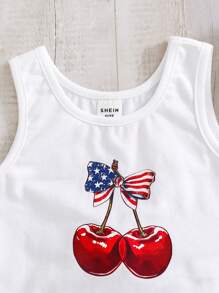 SHEIN Baby Girl 2pcs Set Casual Simple Comfortable Scoop Neck Sleeveless Tank Top And Shorts - Blue and White - View 9