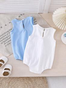 Baby Girl Textured Bow Back Bodysuit, Fashionable And Chic - Multicolor - View 2