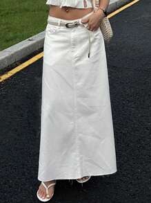 DAZY 女式纯色简约A字裙牛仔裙