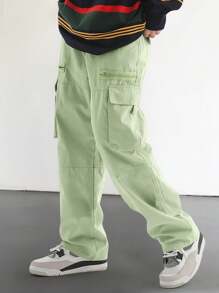 Manfinity EMRG Pantalones holgados de hombre con bolsillos laterales con solapa