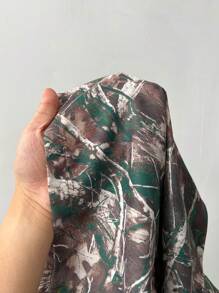 Maweii Quần short thời trang thường ngày rộng rãi in họa tiết cành cây cỡ lớn cho nữ - màu xanh lá - Xem 6