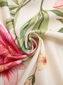 Travachic Plus Size Floral Print Sleeveless Casual Jacket - Beige - View 7