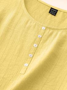 EMERY ROSE Women's Solid Color Simple Button Decor Camisole, Suitable For Summer Daily Wear - Yellow - View 4