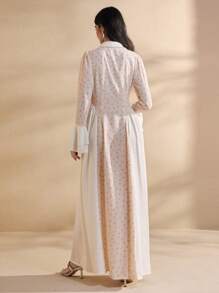 Graceveil Women's Shirt Collar Flare Sleeve Splicing French Elegant Floral Dress Fall Cloth For Women - White - View 2