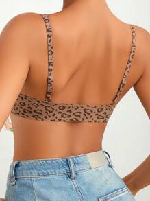Women's Leopard Print Casual Backless Bra With Slight Stretch Fabric For Everyday Wear - Multicolor - View 2