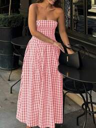 INAWLY Vestido Tomara que Caia Feminino, Moda para o Verão