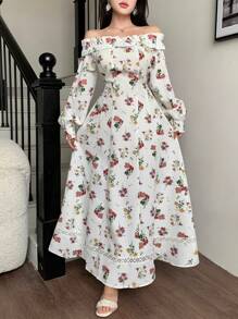 Modelyn Vestido Branco Feminino com Estampa Floral Francesa e Babados nos Ombros - Multicolorido - Visão 5