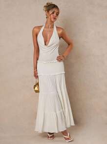 Glamine 女士性感纯色露背连衣裙，夏季