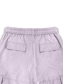 Claim Dot 男式宽松工装裤，带翻盖口袋 - 淡紫色 - 查看 8