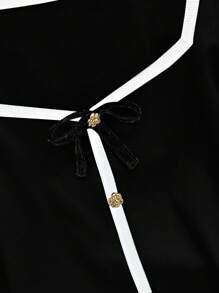 Regalyn Camiseta de manga corta ajustada con botones metálicos y lazo con lentejuelas para mujer de talla grande, cuello redondo, adecuada para vacaciones de verano