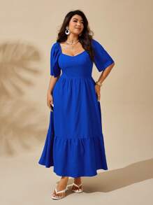 Sunserae Vestido ajustado con empalmes de estilo europeo y americano - azul real - Ver 5