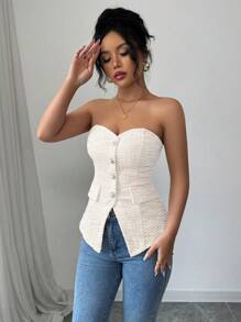 Selianne Pink Sleeveless Cropped Top, Sophisticated Design, Slimming Outerwear - Apricot - View 3