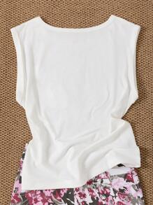 INAWLY 女式字母印花吊带背心，适合夏季、海滩、度假 - 白色 - 查看 2