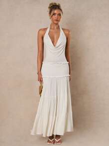 Glamine 女士性感纯色露背连衣裙，夏季