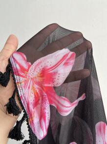 Swim Lushoire Váy che phủ tua rua họa tiết hoa cỡ lớn - Nhiều màu - Xem 5