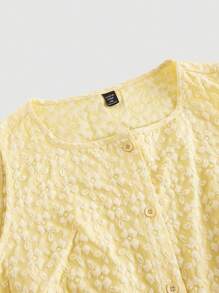 SHEIN MOD Große Größen Damen Gelbes Strukturgewebe Knopf-Hemd vorne, Lässige ärmellose Bluse mit Faltenkragen Arbeitsblusen für Damen Damenhemden und -oberteile Sommerkleidung Damenoberteile Oberteile für Damen