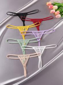 SHEIN 7 Pcs/Pack Women Solid Color Lace Sexy Panties For Going Out - Multicolor - View 7