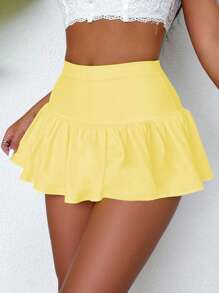 Zolique SXY Flipped Waist Pleated Cake Skort For Women's Age Reducing Playful Basic Skirt,Ultra Short Skort, Summer Shorts,Street,Sporty