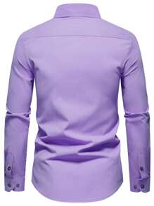 Manfinity Mode Men's Casual Solid Color Simple Button-Down Long Sleeve Shirt Men's Casual Dress Shirts Men's Dress Shirts Men's Slim Fit Shirts Men Dress Shirts Men's Dress Up Shirts
