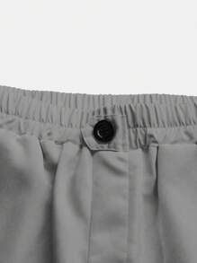 SHEIN Clasi 女式素色简约垂坠修身休闲直筒七分裤 - 灰色 - 查看 4