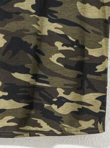 SHEIN Maiou tricotat cu imprimeu camo palmieri pentru băieți Tween