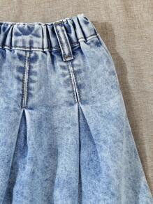 Young Girls Denim Two Pieces Outfits - Medium Wash - View 6