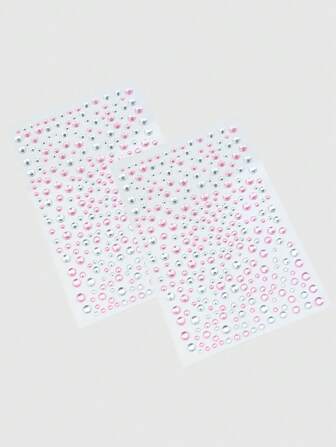 Kawaii 2pcs Creative Starry Sky Pattern Transparent Glitter & Facial Gems Decorative Stickers