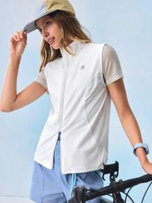 In My Nature 女士立领短袖拉链休闲户外背心夹克徒步旅行女装 - 白色 - 查看 4