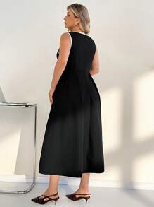 Auralis Plus Size Black Long Dress For Women, Casual Black Dress For Women, Summer Sleeveless Dress, Internet-Famous Dress For Women,Summer Dresses For Women - Black - View 2