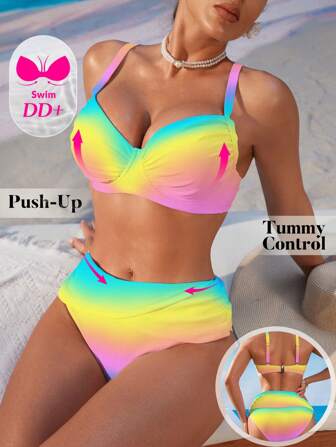 Swim DD+ DD+ 3/4 罩杯聚拢渐变色比基尼套装