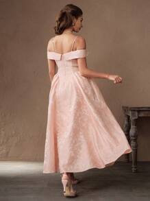 Savoree Women's Sleeveless A-Line Embroidered Long Dress - French Style, Pink