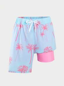 Traje de baño con estampado simple para niños de talla grande