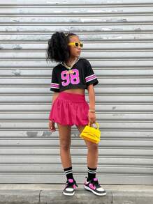 Coolane Kids Faldas de punto negras cómodas y elásticas básicas de punto para niñas preadolescentes en otoño/invierno