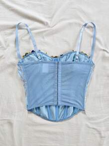 Soleia WYWH 假日绿色鱼骨刺绣网眼文胸 - 淺藍色 - 查看 2