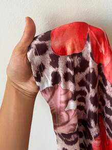 SHEIN Clasi Plus Size Sleeveless Leopard Print Dress, Fashionable For Summer - Baby Pink - View 7