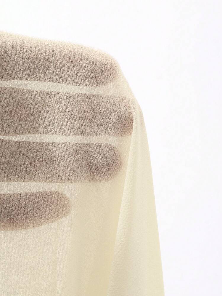 Women's Open Shoulder Lantern Sleeve Chiffon Cover Up Shirt, Lightweight Beach Cover Up Vacation Boho