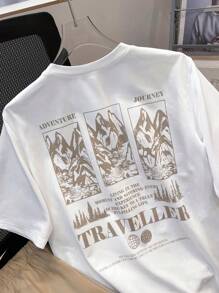 SHEIN 2pcs Tween Boys Casual Colorblock Blue, Army Green, Khaki, Black Striped & Letter Print Short Sleeve T-Shirt And Drawstring Shorts Set, Suitable For Home, Outing, School, Holiday, Travel, Spring/Summer