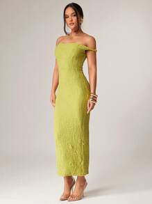 Silquee Women's Elegant Olive Green Summer Seductive Party Dress, Off-Shoulder One Shoulder Stretch Fabric,Festival Beach Vacation Birthday Clothes - Green - View 5