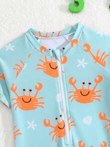 Baby Jungen Einteiler Badeanzug mit Krabben Muster für Strand/Urlaub, Babybekleidung für den Strand, Babyjungen Strandkleidung - Verschiedenfarbig - Übersicht 7