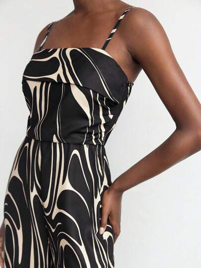 Maija 现代都市艺术黑金奶油黄条纹斑马纹波西米亚风露肩连体裤，适合春夏音乐节、情人节派对、独立日、毕业典礼服装