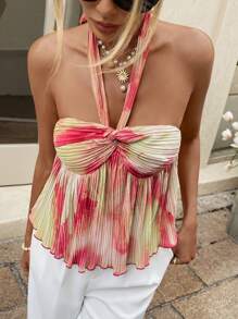 Serisse Women's Tie Neck Printed Blouse Summer - Multicolor - View 4