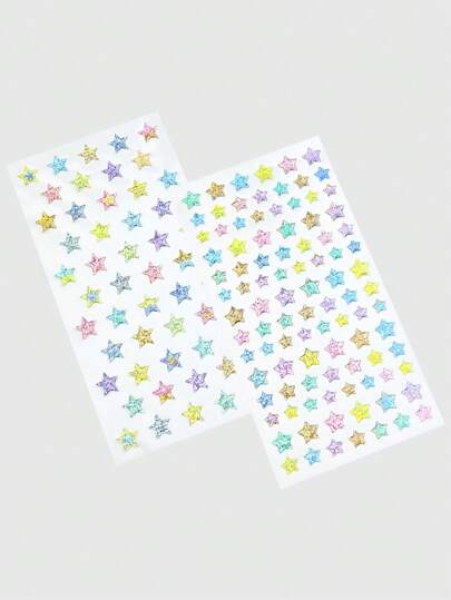 Kawaii 2 piezas Lindas pegatinas decorativas DIY para manualidades y scrapbooking con estrellas holográficas degradadas y estrellas de colores