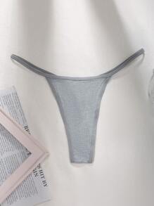 SHEIN 1 pieza Panty tipo tanga de unicolor sin costuras para mujeres - Gris - Ver 6