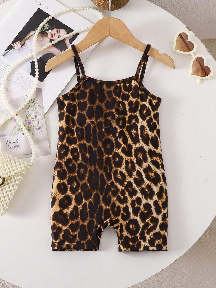 Travachic KIDS Babygirl 夏季可爱休闲针织豹纹吊带背心连体衣 - 彩色 - 查看 1