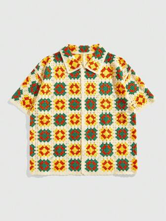 Street Life Camisa suelta de punto para hombres, con manga corta