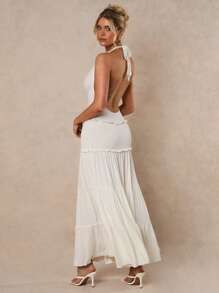 Glamine 女士性感纯色露背连衣裙，夏季