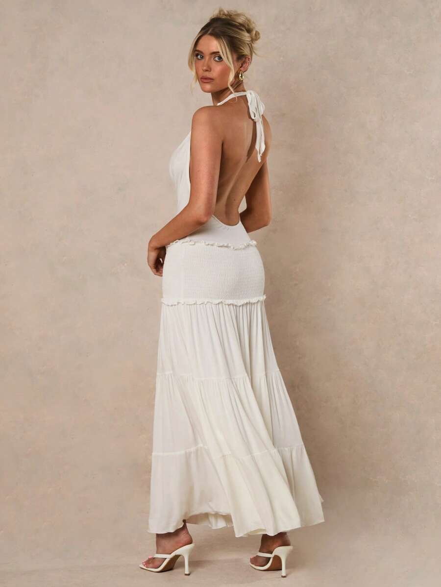 Glamine 女士性感纯色露背连衣裙，夏季